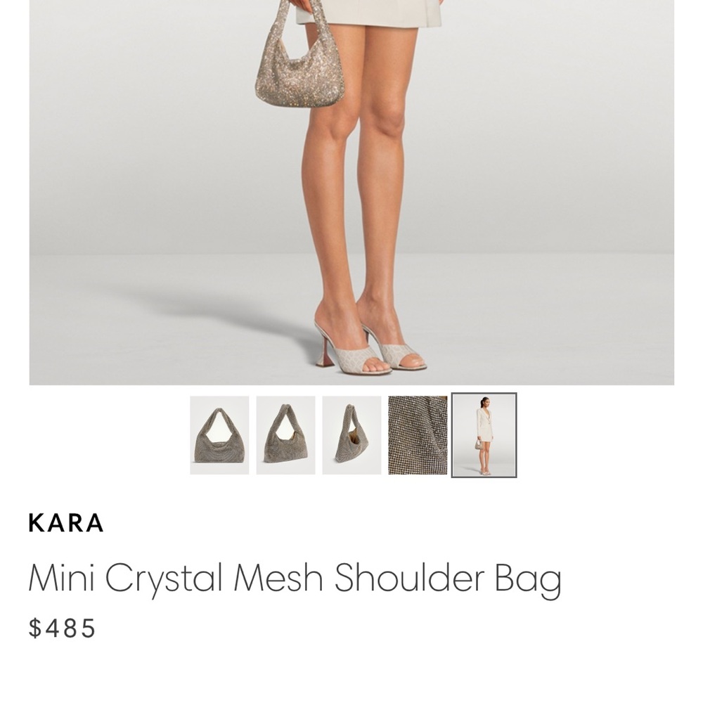 KARA Mini Crystal Mesh Shoulder Bag - Silver